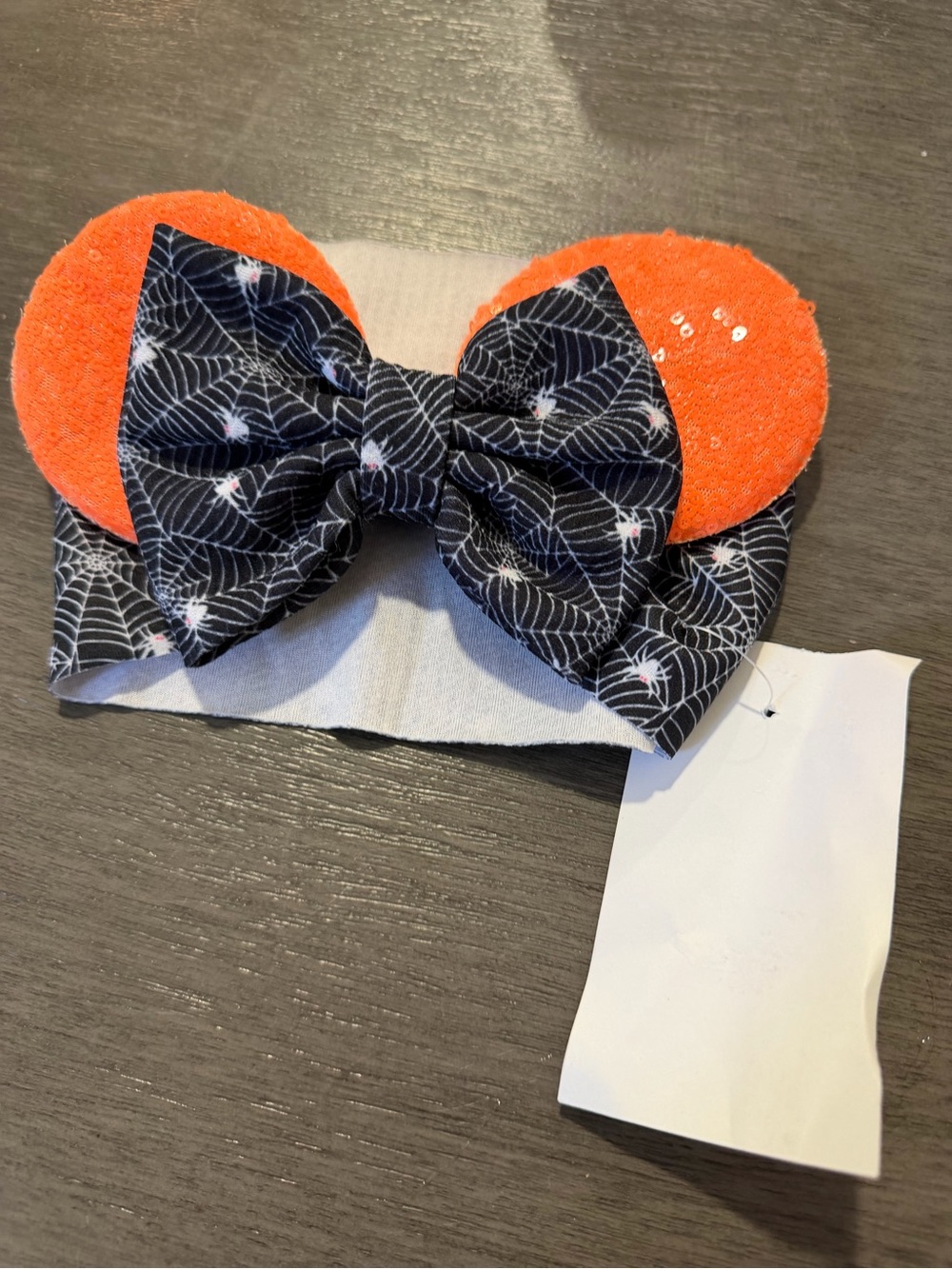 Disney Halloween Spiderweb Bow Headband with Orange Sequin Ears